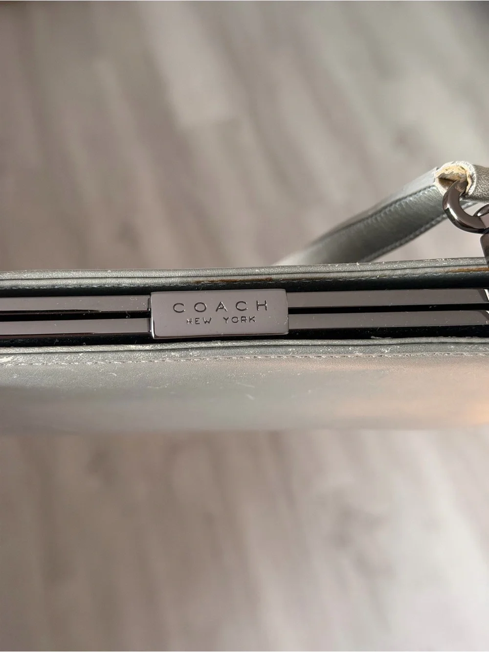 Vintage Coach Pearlized Silver Kisslock Bag